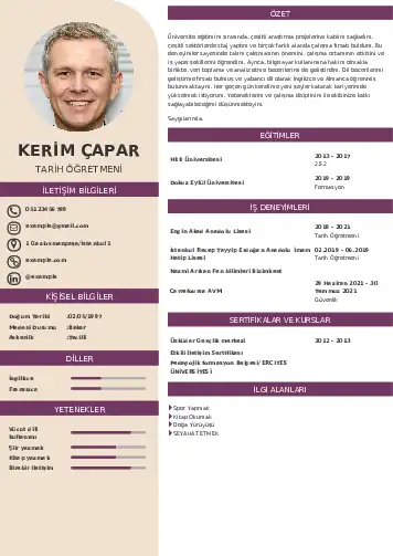 Tarih Öğretmeni Cv Örnekleri cv indir